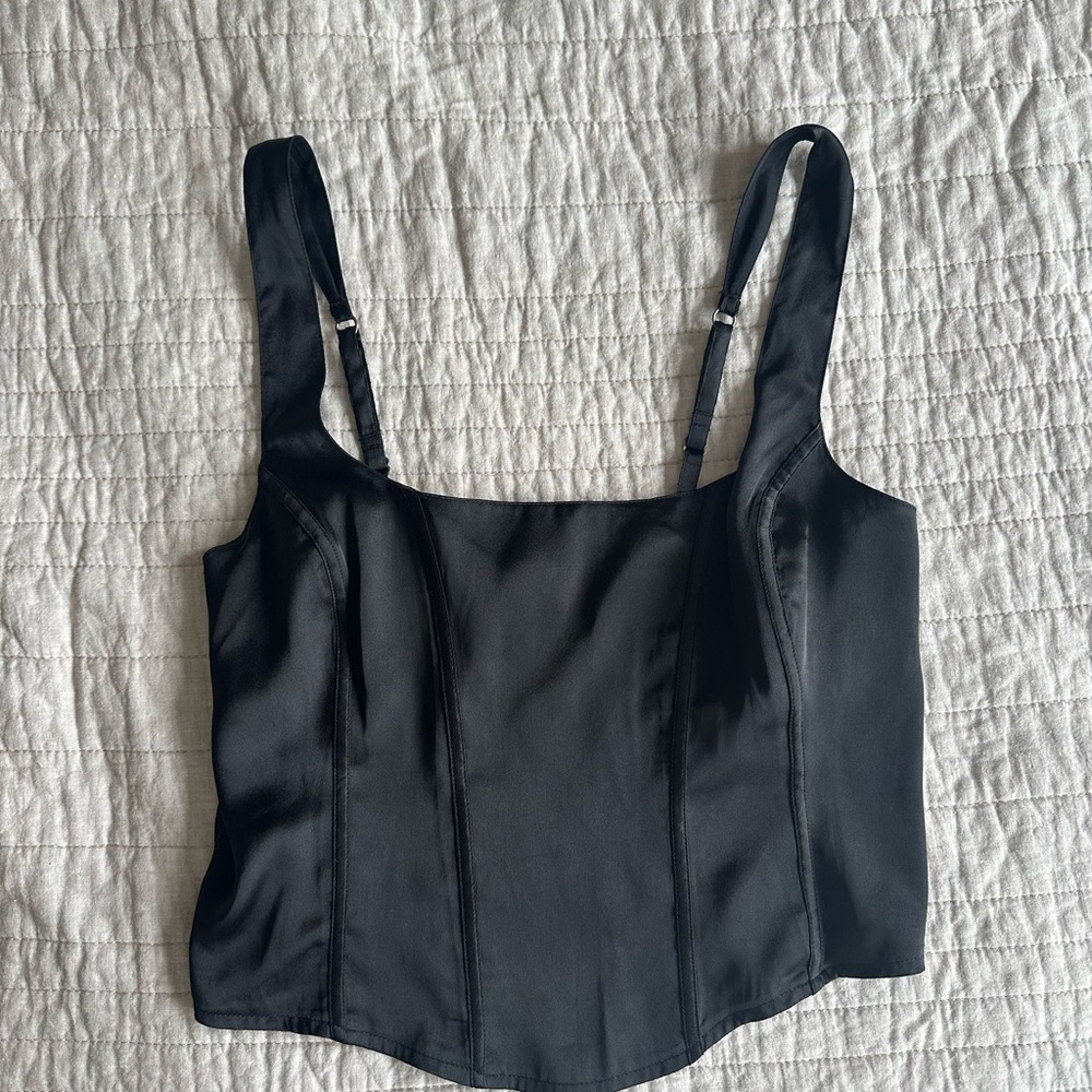 Hollister Black Satin Corset Top